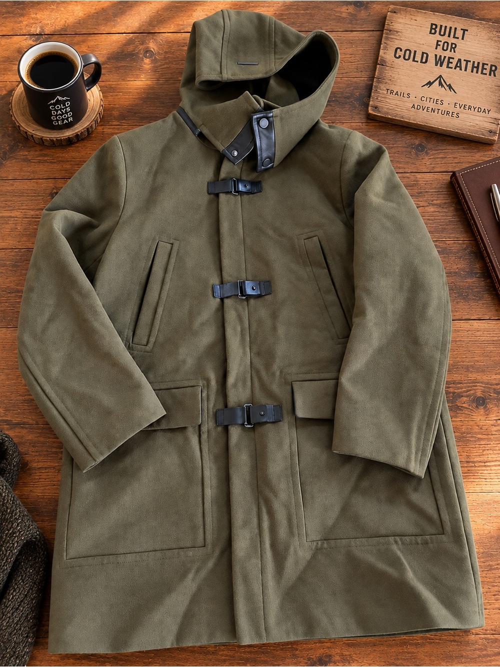 SOIA & KYO Wool Coat with Genuine Lambskin Leather Trim (Men’s Medium)